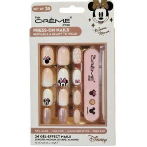 NEW Disney Minnie Mouse The Creme Shop Presson Nails Glue File Pink White Sparkl